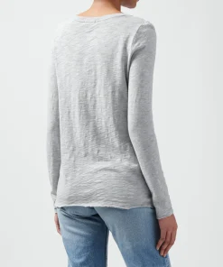 Slub Jersey Long Sleeve Destroyed Wash Tee - Heather Grey