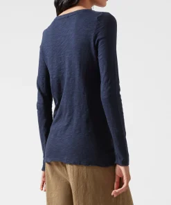 Slub Jersey Long Sleeve Destroyed Wash Tee - Midnight