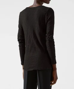 Slub Jersey Long Sleeve Destroyed Wash Tee - Black