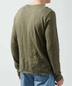 Slub Jersey Long Sleeve Destroyed Wash Tee - Army