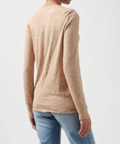 Slub Jersey Long Sleeve Destroyed Wash Tee - Camel