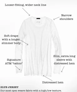 Slub Jersey Long Sleeve Destroyed Wash Tee - Midnight