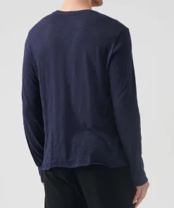 Slub Jersey Long Sleeve Destroyed Wash Tee - Midnight