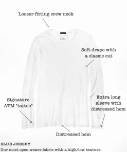 Slub Jersey Long Sleeve Destroyed Wash Tee - Black