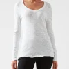 Slub Jersey Long Sleeve V-Neck Tee - White