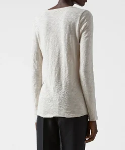 Slub Jersey Long Sleeve V-Neck Tee - Tan