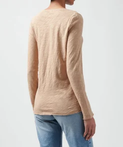 Slub Jersey Long Sleeve V-Neck Tee - Camel