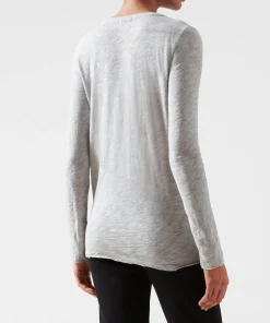 Slub Jersey Long Sleeve V-Neck Tee - Heather Grey