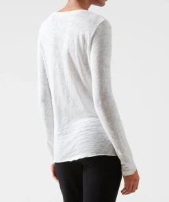 Slub Jersey Long Sleeve V-Neck Tee - White
