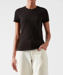 Slub Jersey Schoolboy Crew Neck Tee - Black