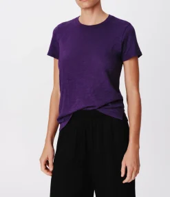 Slub Jersey Schoolboy Short Sleeve Crew Neck Tee - Tanzenite Purple