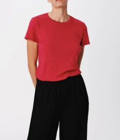 Slub Jersey Schoolboy Short Sleeve Crew Neck Tee - Rubellite