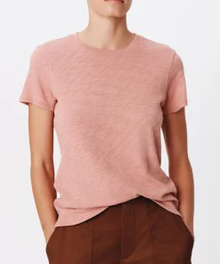 Slub Jersey Schoolboy Short Sleeve Crew Neck Tee - Faded Rosewood