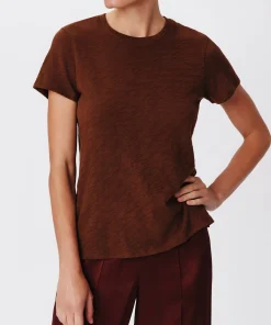 Slub Jersey Schoolboy Short Sleeve Crew Neck Tee - Pecan Brown