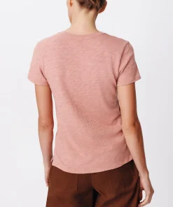 Slub Jersey Schoolboy Short Sleeve Crew Neck Tee - Faded Rosewood