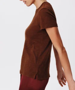 Slub Jersey Schoolboy Short Sleeve Crew Neck Tee - Pecan Brown