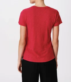 Slub Jersey Schoolboy Short Sleeve Crew Neck Tee - Rubellite