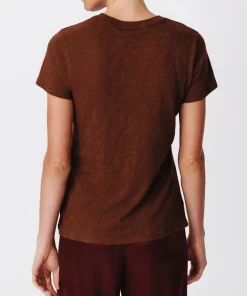 Slub Jersey Schoolboy Short Sleeve Crew Neck Tee - Pecan Brown