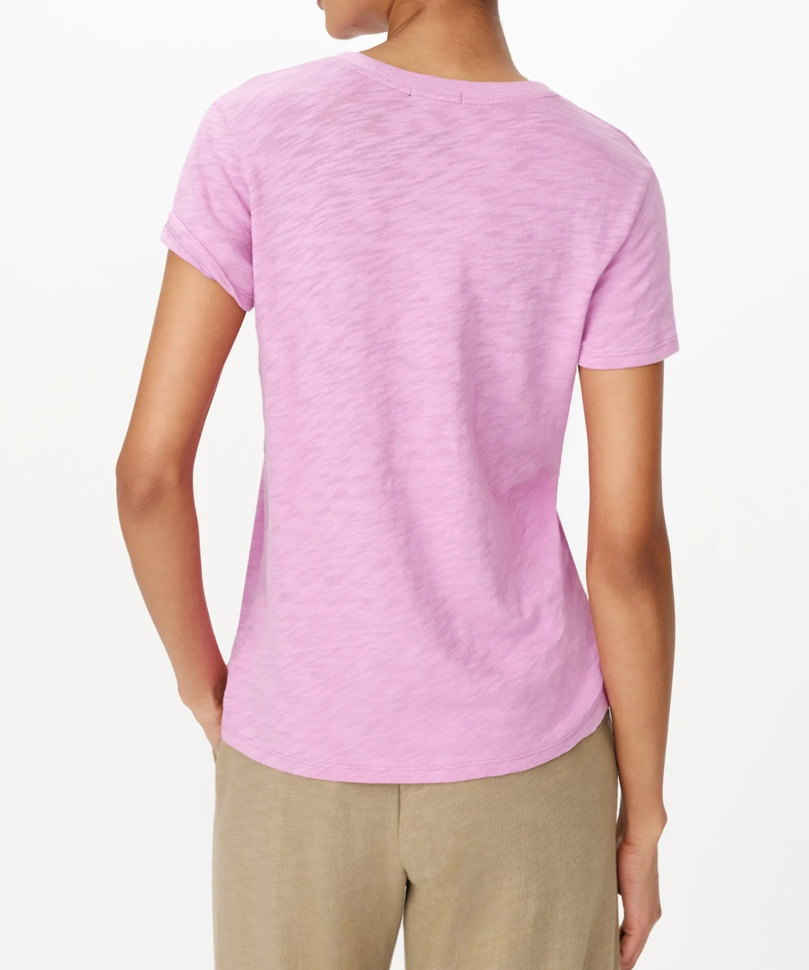 Slub Jersey Schoolboy Short Sleeve Crew Neck Tee - Petunia