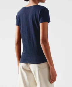 Slub Jersey Schoolboy V-Neck Tee - Midnight