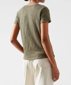 Slub Jersey Schoolboy V-Neck Tee - Army