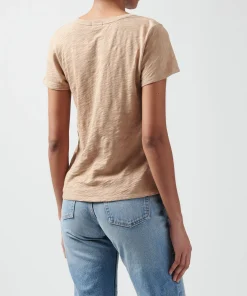 Slub Jersey Schoolboy V-Neck Tee - Camel