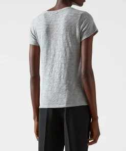 Slub Jersey Schoolboy V-Neck Tee - Heather Grey