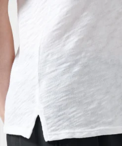 Slub Jersey Schoolboy V-Neck Tee - White