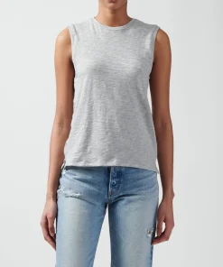 Slub Jersey Sleeveless Schoolboy Tee - Heather Grey