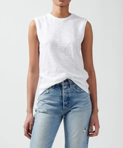 Slub Jersey Sleeveless Schoolboy Tee - White