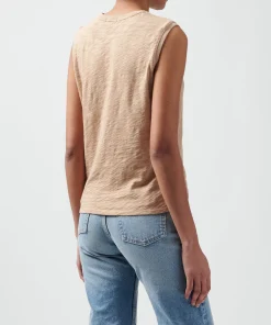 Slub Jersey Sleeveless Schoolboy Tee - Camel