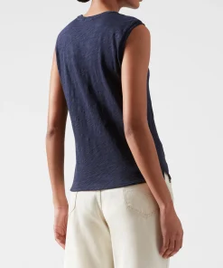 Slub Jersey Sleeveless Schoolboy Tee - Midnight