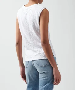 Slub Jersey Sleeveless Schoolboy Tee - White