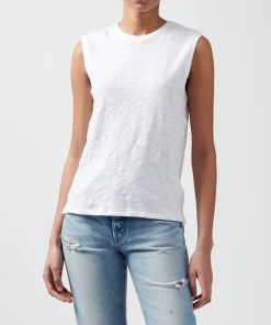 Slub Jersey Sleeveless Schoolboy Tee - White