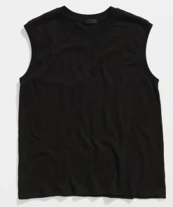 Slub Jersey Sleeveless Schoolboy Tee - Black