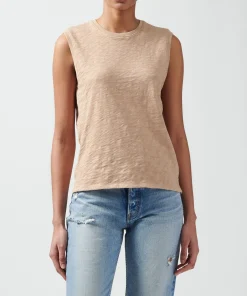 Slub Jersey Sleeveless Schoolboy Tee - Camel