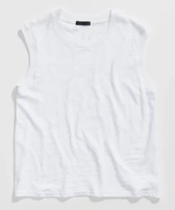 Slub Jersey Sleeveless Schoolboy Tee - White