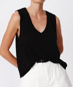 Slub Jersey V-Neck Tank - Black