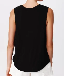 Slub Jersey V-Neck Tank - Black