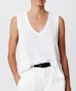 Slub Jersey V-Neck Tank - White