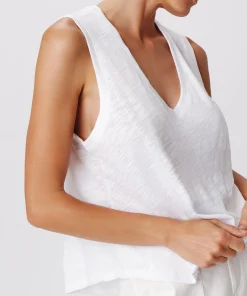 Slub Jersey V-Neck Tank - White