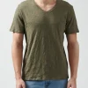 Slub Jersey V-Neck Tee - Army