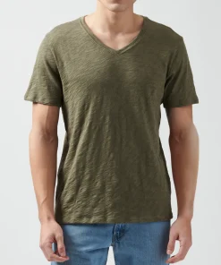 Slub Jersey V-Neck Tee - Army