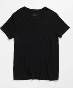 Slub Jersey V-Neck Tee - Black