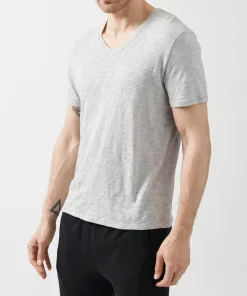 Slub Jersey V-Neck Tee - Heather Grey
