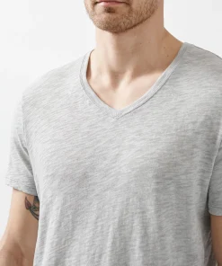Slub Jersey V-Neck Tee - Heather Grey