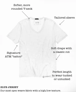 Slub Jersey V-Neck Tee - Heather Grey