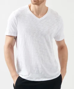 Slub Jersey V-Neck Tee - White