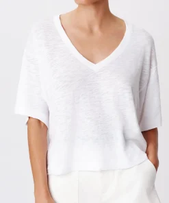 Slub Jersey V-Neck Tee - White