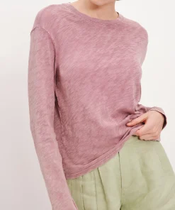 Slub Jersey With Chroma Wash Long Sleeve Crop Tee - Wisty Mauve